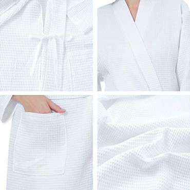 XING YE CHUAN Kimono Waffle Robe for Men Lightweight Knit Bathrobe Spa Bathrobe Hotel Nightgown (White XL)