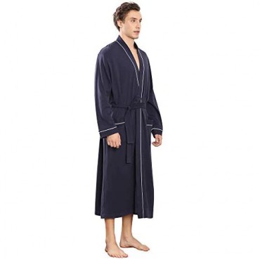 YIMANIE Men's Robes Cotton Bathrobe Lightweight Soft Knee Length Sleepwear