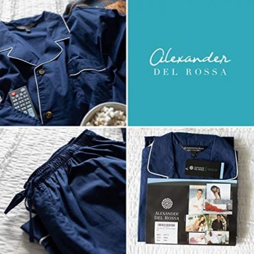 Alexander Del Rossa Men's Lightweight Button Down Pajama Set Long Cotton Pjs