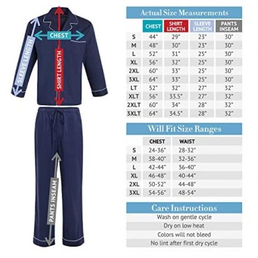 Alexander Del Rossa Men's Lightweight Button Down Pajama Set Long Cotton Pjs