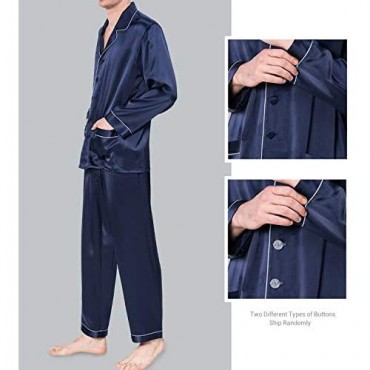 COLD POSH Mens 100% Silk Satin Pajamas Set Sleepwear Slim Fit Loungewear