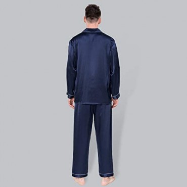 COLD POSH Mens 100% Silk Satin Pajamas Set Sleepwear Slim Fit Loungewear