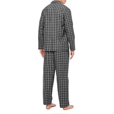 David Archy Men's Flannel Pajama Set Soft Cotton Button-Down Sleepwear With Fly PJ Set Lounge Wear