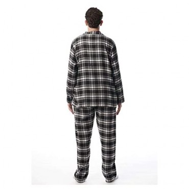 #followme Men’s Plaid Button Front Flannel Pajamas Set - Long Sleeve Long Pant