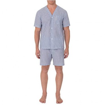 Geoffrey Beene Men's Broadcloth Short Sleeve Knee-Length Pajama Set