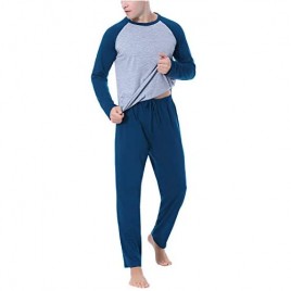 Hawiton Mens Plaid Button Front Cotton Pajamas Set Long Sleeve Woven Top & Pant Sleepwear PJ