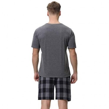 iClosam Men's Pajama Set Summer Short Sleeve Lounge Cotton Classic Striped Shorts & Shirt Sleepwear(S-XXL)