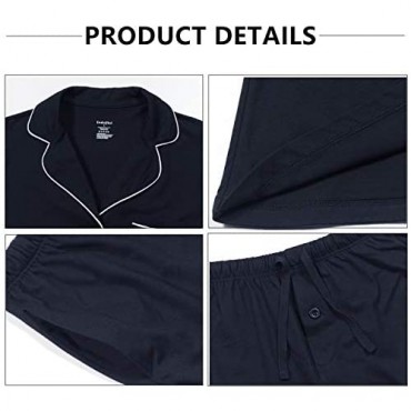 Indefini Men's Cotton Sleepwear Button Down Pajama Sets Long Sleeve Loungewear Pjs Size S-XL