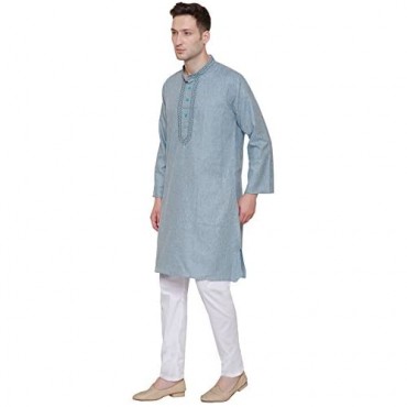 Maple Clothing Cotton Embroidered Men's Kurta Pajama Set India Clothes