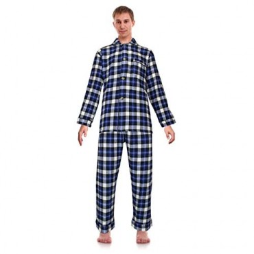 RK Classical Sleepwear Men’s 100% Cotton Flannel Pajama Set