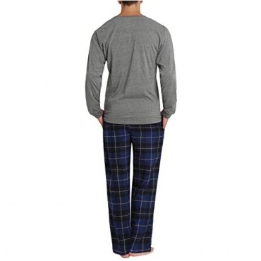 SLEEPHERO Men's Flannel Pajama Long Sleeve Henley Cotton Button Down PJ Pant Set