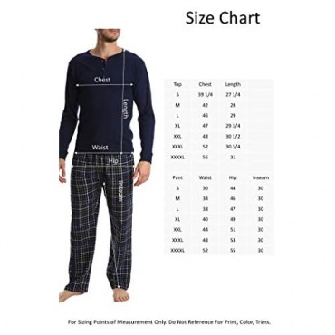 SLEEPHERO Men's Flannel Pajama Long Sleeve Henley Cotton Button Down PJ Pant Set