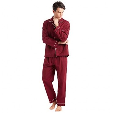 TONY AND CANDICE Men’s Cotton Pajama Set Long Sleeve Button-Down Woven Sleepwear