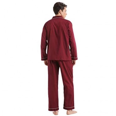 TONY AND CANDICE Men’s Cotton Pajama Set Long Sleeve Button-Down Woven Sleepwear
