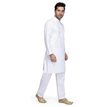 Ukal Men's Tunic Cotton Kurta Pajama Indian Yoga Casual Dress Set