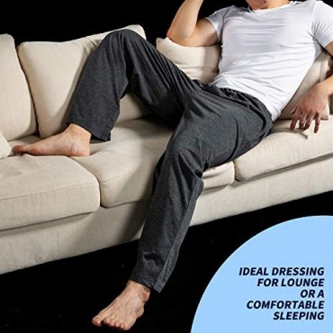 Bintangor Men's Sleep Pajama Pants 100% Cotton Knit Elastic Waistband Lounge Wear Long