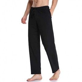 COLORFULLEAF 100% Cotton Pajama Pants for Men Soft Knit Sleep Bottoms with Pockets