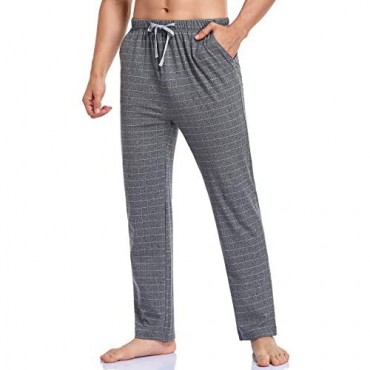 COLORFULLEAF Mens Plaid Pajama Pants Soft Cotton Sleep Lounge Pants Knit PJ Bottoms with Pockets
