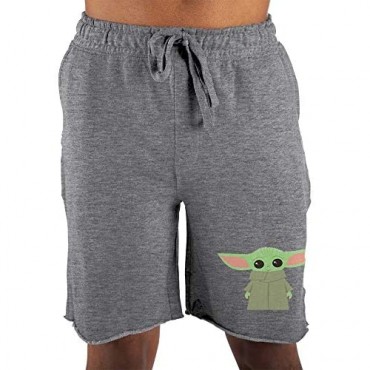 Grey Mens Star Wars Mandalorian Baby Yoda Sleep Shorts