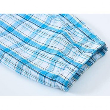 JINSHI Mens Pajama Bottoms Sleepwear Soft Cotton Plaid Lounge Wear Pants