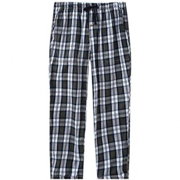 JINSHI Men’s Pajama Pants Cotton Pajama Bottoms Plaid Lounge Pants with Pockets
