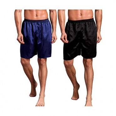 Mobarta Men's Satin Boxers Shorts Satin Pajama Bottom Shorts Underwear Silk Boxers