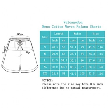 Vulcanodon Men's 100% Cotton Soft Woven Pajama Shorts Soft Lounge Pajama Shorts for Men Plaid Pj Bottoms(Royal Blue Plaid S)