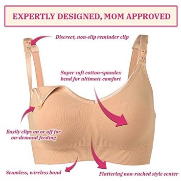 Abergele Kaylark Women's Maternity Seamless Cotton Nursing Bra with Breastfeeding Reminder Tab Clips