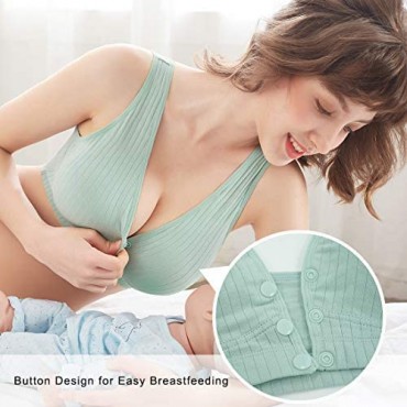 Aivtalk Nursing Bras for Breastfeeding Cotton Wireless Maternity Bra Seamless Support Front Snap Padded Bralettes