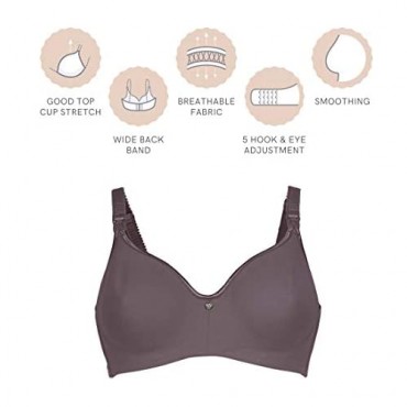 Cake Maternity Croissant Soft Wire Nursing Bra for Breastfeeding Full Cup Flexi Wire Supportive Maternity Bra (40FF UK/ 40H US Mauve)
