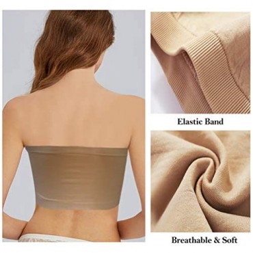 CGTL Womens Bandeau Bra Strapless Wireless Removable Soft Pads Stretchy Tube Top Off Shoulder Bra Assorted Size1/2/3 Pack