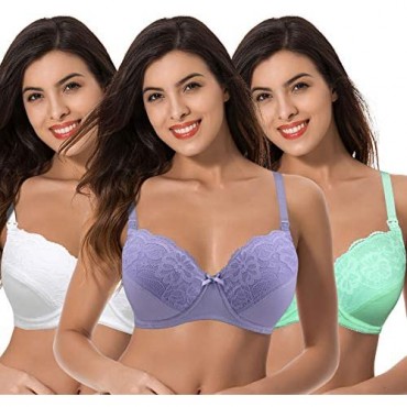Curve Muse Plus Size Nursing Underwire Bra with Drop-Down Cups (Pack of 2 or 3)