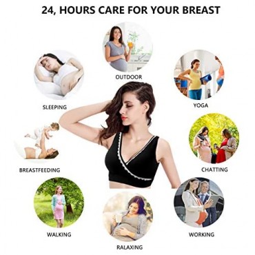 Dlala 3 Pack Women's Maternity Seamless Nursing Bra for Sleep and Breastfeeding