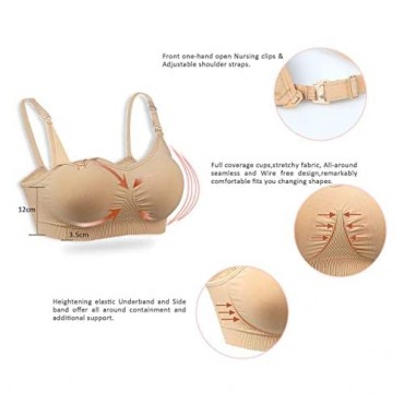 GXXGE 4Pack Nursing Bra for Breastfeeding Maternity Bras Push Up Silk Seamless Pregnancy Bralette Underwear