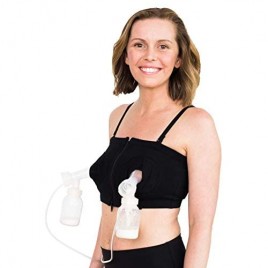 Hands Free Breast Pumping Bra | DLITE by Simple Wishes (by Moms for Moms) | Adjustable Modest Cover and Tight Seal Comfortable Supportive | Black | X-Small/Large