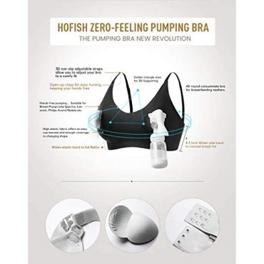HOFISH Hands Free 3-in-1 Pumping Bra Maternity Nursing Bras & Everyday Bra (New: 2 Pack Blackbeige Large)