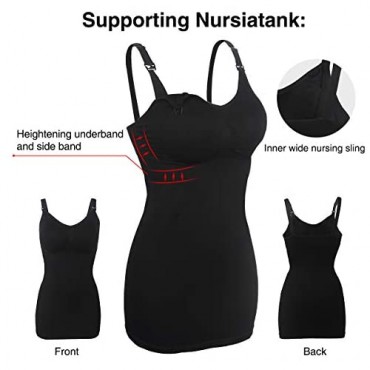 iloveSIA 2Pack Seamless Nursing Cami Tank Top with Build-in Maternity Bra