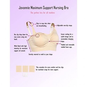 Jovannie 3PACK Nursing Bra Seamless Maternity Underwear S-XL with Extra Extenders Clips
