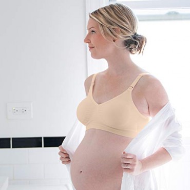 Medela Maternity and Nursing T-Shirt Bra Non Wired and Ultra Comfortable Maternity Bra That Grows with You Medium Nude