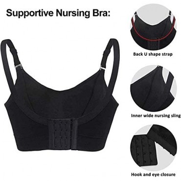 Natseekgo 3Pack Seamless Nursing Breastfeeding Bra Padded Clip Down Maternity Bralette with Extra Bra Extenders