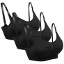Unilove Maternity Bra Nursing Sleep Bra Cotton Wireless Bralette for Breastfeeding (3 Black  L)