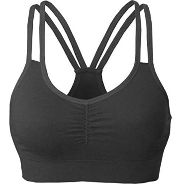 AKAMC Women's Removable Padded Strappy Sports Bra Yoga Tops Activewear for Women