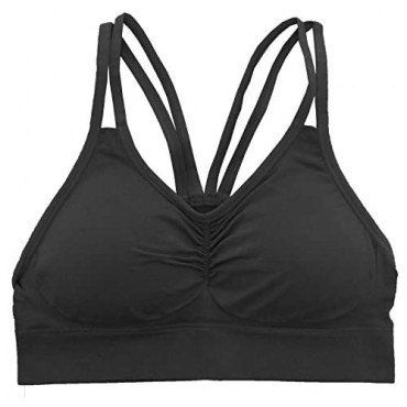AKAMC Women's Removable Padded Strappy Sports Bra Yoga Tops Activewear for Women
