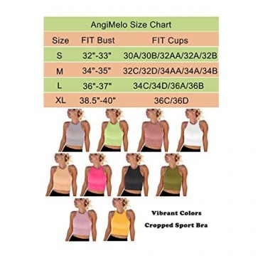 AngiMelo Womens Sports Bra Workout Crop Top Padded Yoga Gym Tank Sleeveless Running Shirts Racerback
