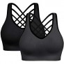 BHRIWRPY Comfortable Push Up Padded Strappy Sports Bras for Women Yoga & Workout Activewear Color Black