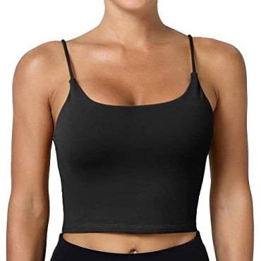 BROMEN Longline Sports Bra for Women Yoga Tank Top Padded Compression Fitness Running Workout Tops
