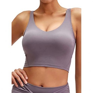 Crop Tops for Women Workout Sleeveless Shirt Longline Summer Padded Sport Bra for Teen Girls Yoga Fitness Running Tank Tops