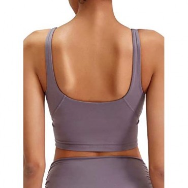 Crop Tops for Women Workout Sleeveless Shirt Longline Summer Padded Sport Bra for Teen Girls Yoga Fitness Running Tank Tops