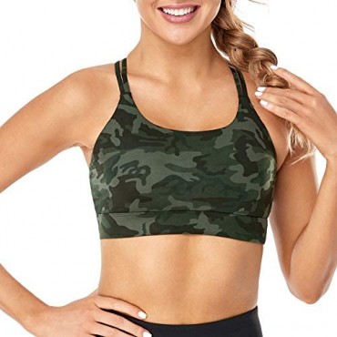 FIGESTIN Sports Bra for Women Criss-Cross Back Padded Strappy Sports Bras Medium Support Sexy Yoga Bra with Removable Cups