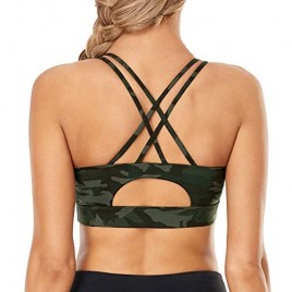 FIGESTIN Sports Bra for Women  Criss-Cross Back Padded Strappy Sports Bras Medium Support Sexy Yoga Bra with Removable Cups